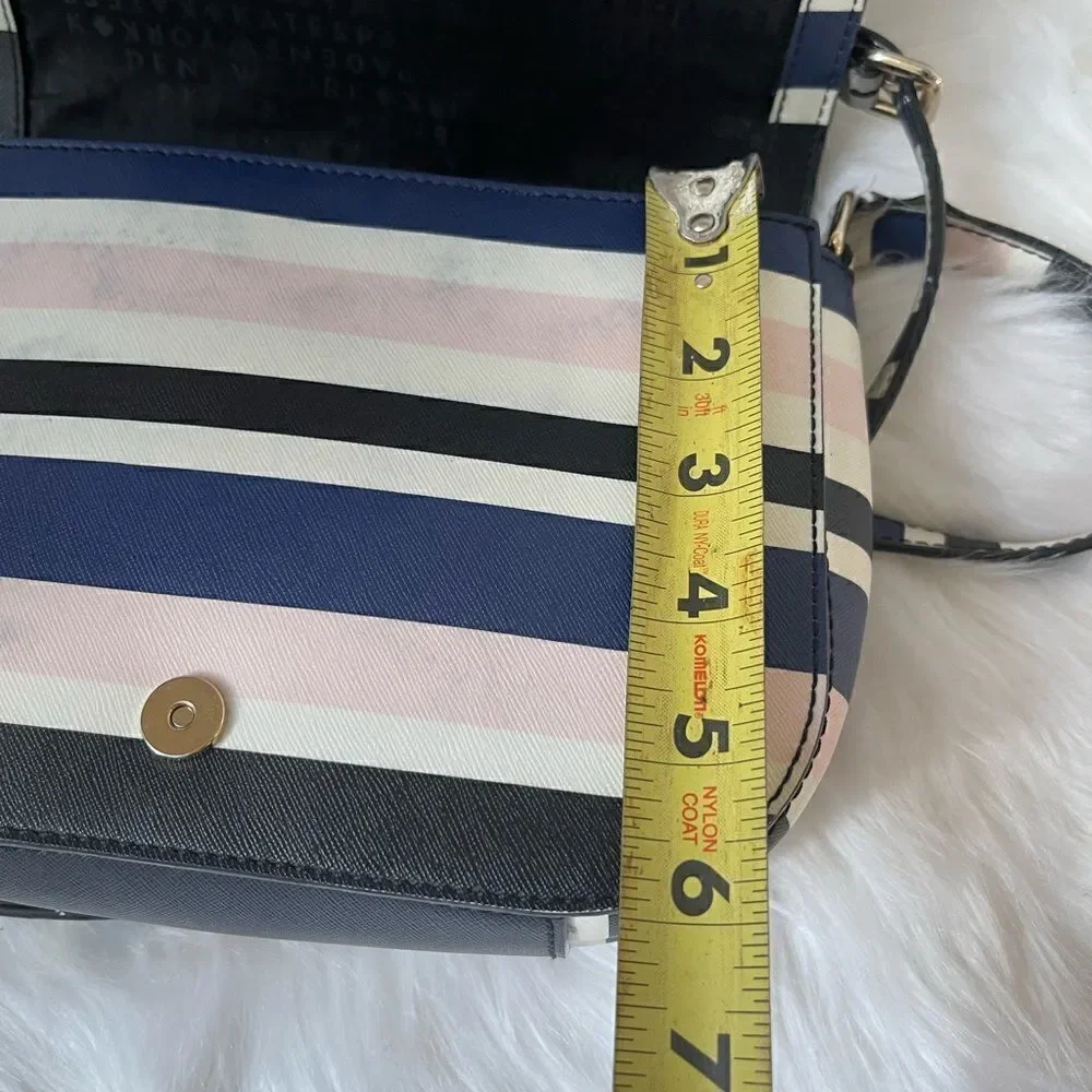 Kate Spade New York tricolor stripes Beige light pink & Navy blue cross body bag